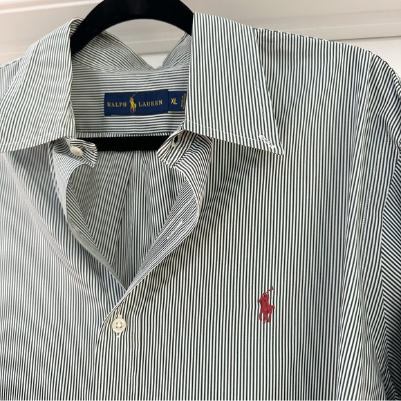 Ralph Lauren Button Down Green White Stripe Shirt sz XL - Picture 2 of 5